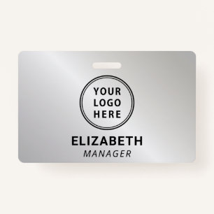 Business Logo Silver Name Badge