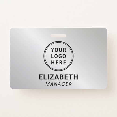 Business Logo Silver Name Badge