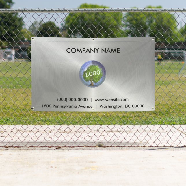 Business Logo Silver Outdoor Banner (Insitu)