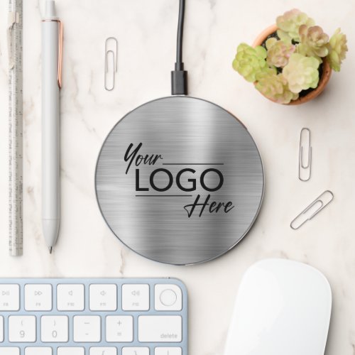 Business Logo Silver Wireless Charger