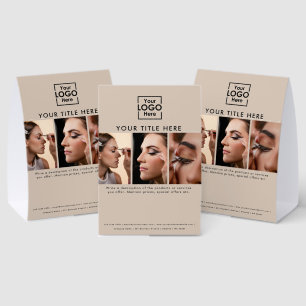 Business Logo Simple Beige Beauty Salon 3 Photos Paper Table Tent