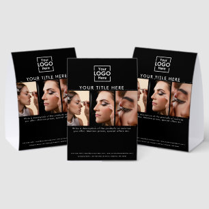 Business Logo Simple Black Beauty Salon 3 Photos Paper Table Tent
