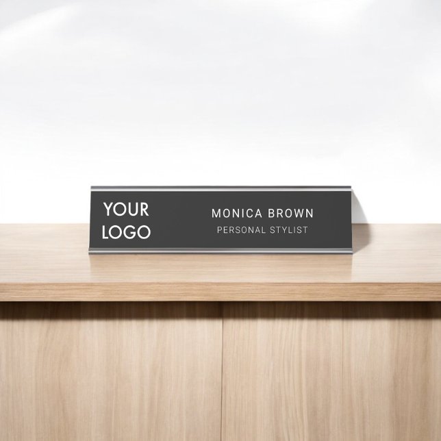 Business Logo Simple Black Desk Name Plate (Creator Uploaded)
