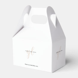 Business Logo Simple Branded Website White Favor Boxes