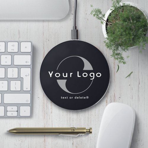 Business logo Simple Clean Minimal Brand Black Wireless Charger