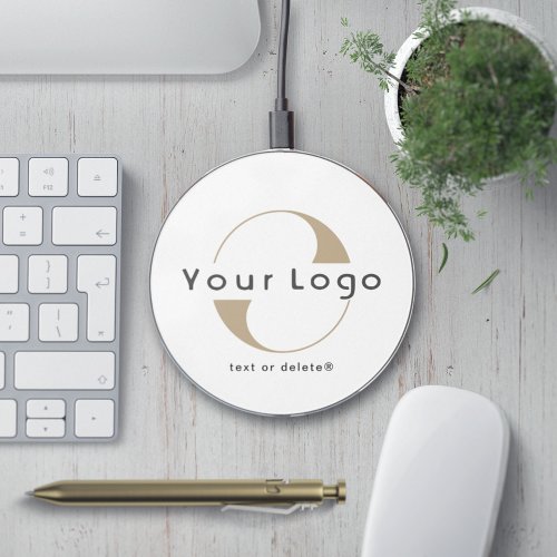 Business logo Simple Clean Minimal Brand White Wireless Charger