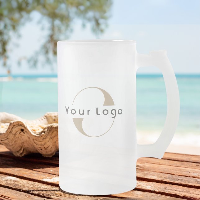 Business logo Simple clean minimal Company Frosted Glass Beer Mug (Creator Uploaded)