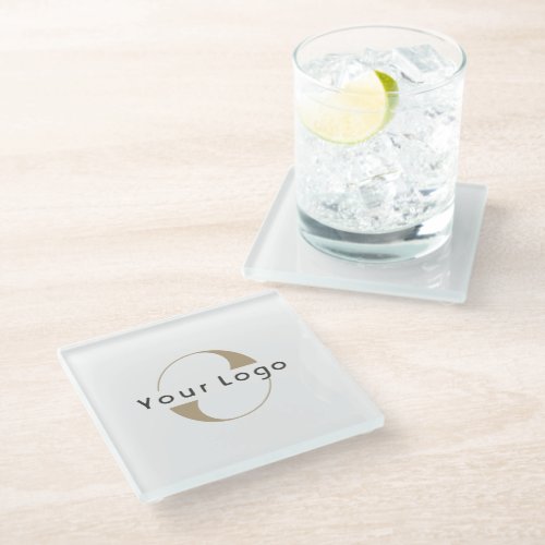 Business logo simple clean minimal company glass coaster