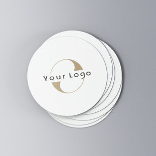 Business logo Simple Clean Minimal Company Round Paper Coaster
