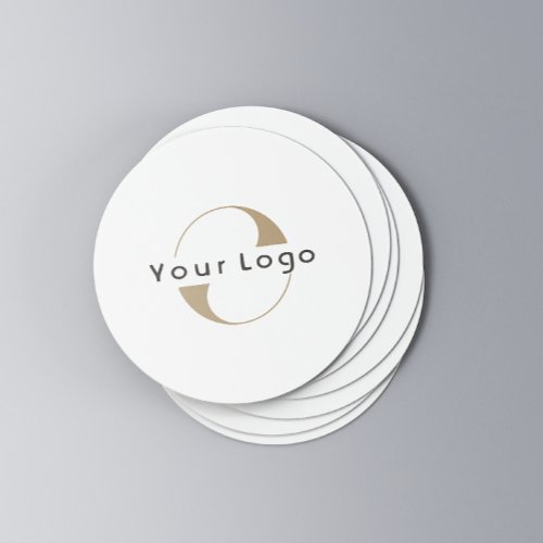 Business logo Simple Clean Minimal Company Round Paper Coaster