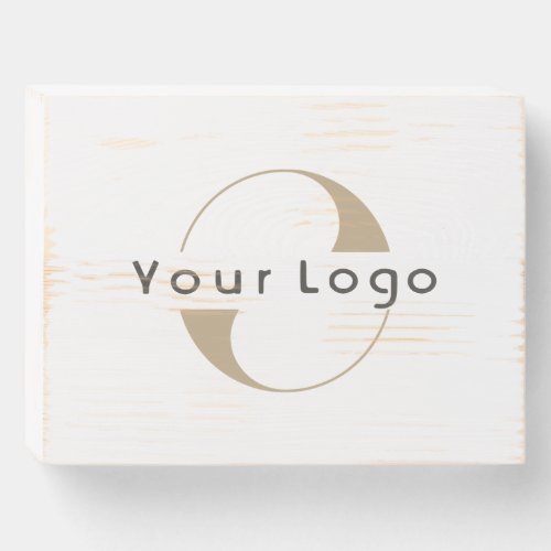 Business logo Simple Clean Minimal White Company Wooden Box Sign