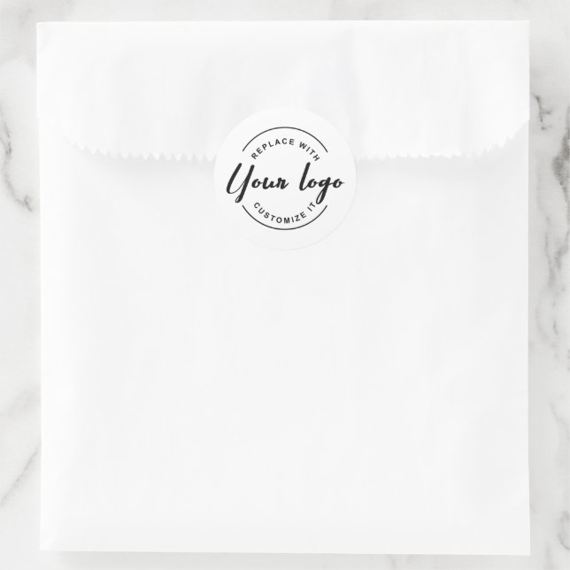 Business logo Simple Custom Classic Round Sticker (Bag)