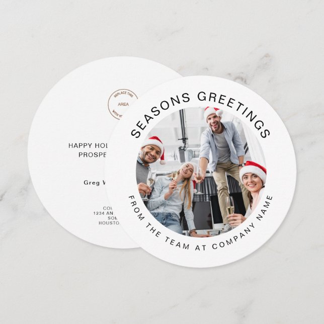 Business Logo Simple Custom Photo Christmas Holiday Card (Front/Back)