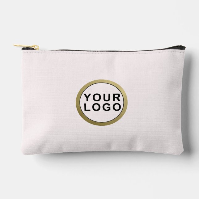 Business Logo Simple Elegant Modern Blush Pink Accessory Pouch (Front)