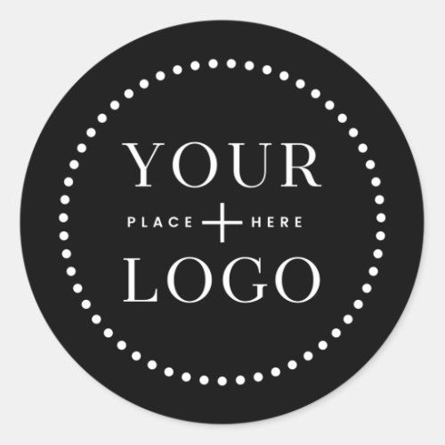 Business Logo Simple Minimalist Black  Classic Round Sticker