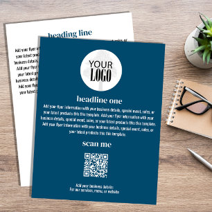 Business Logo Simple Minimalist Blue Flyer 
