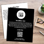Business Logo Simple Minimalist Flyer Black<br><div class="desc">This design features a business flyer,  you can add your logo,  as well as your URL QR code,  with a simple minimalist,  modern,  black and white style with an elegant,  create your own template,  perfect for any small business.</div>