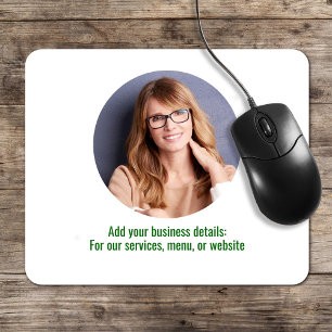 Business Logo Simple Minimalist Green and White Mouse Pad