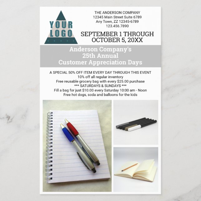 Business Logo Simple Modern 3 Photo Advertising Flyer (Front)