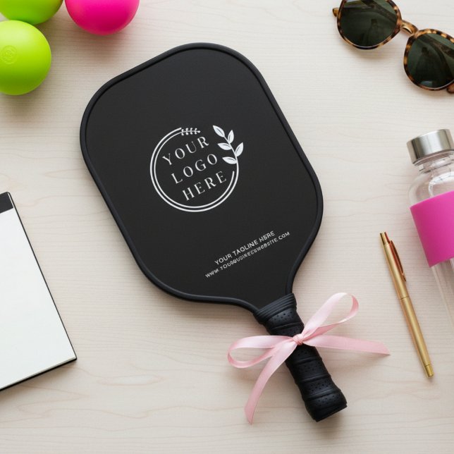 Business Logo Simple Modern Black Corporate Pickleball Paddle (Creator Uploaded)