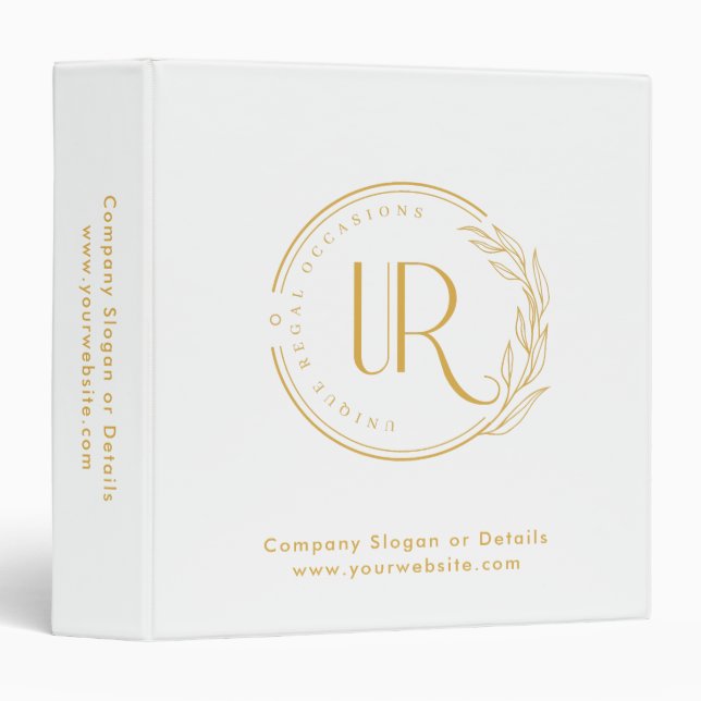 Business Logo Simple Modern Gold Script 3 Ring Binder (Front/Spine)