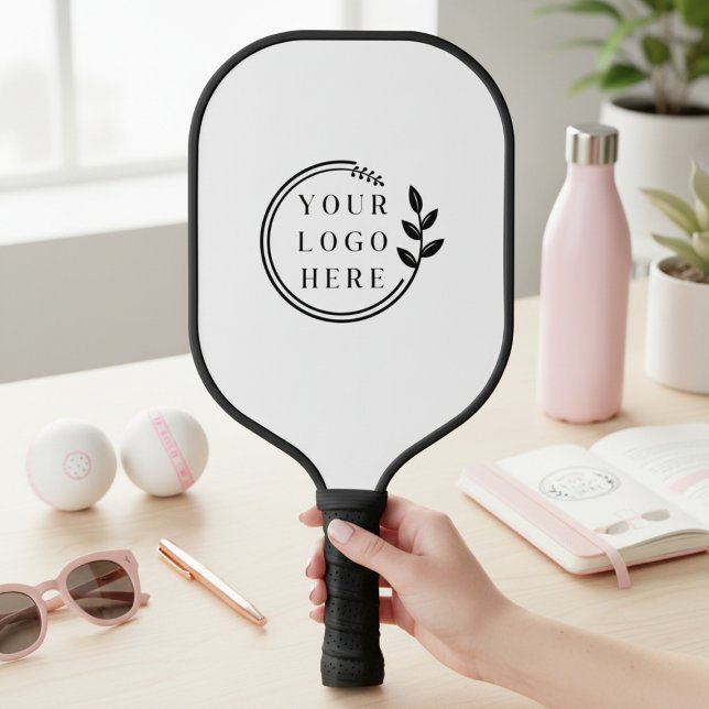 Business Logo Simple Modern White Corporate Pickleball Paddle (Creator Uploaded)