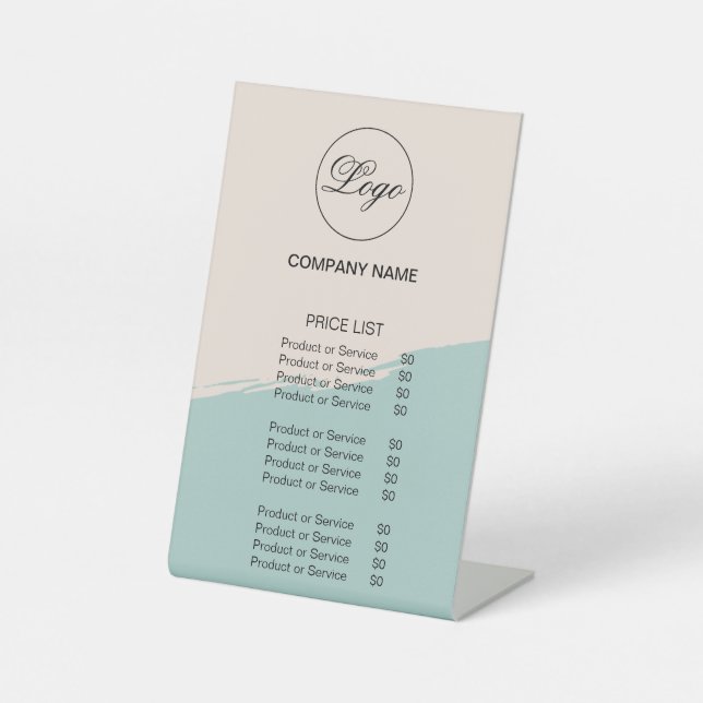 Business Logo Simple Price List  Pedestal Sign (Front)