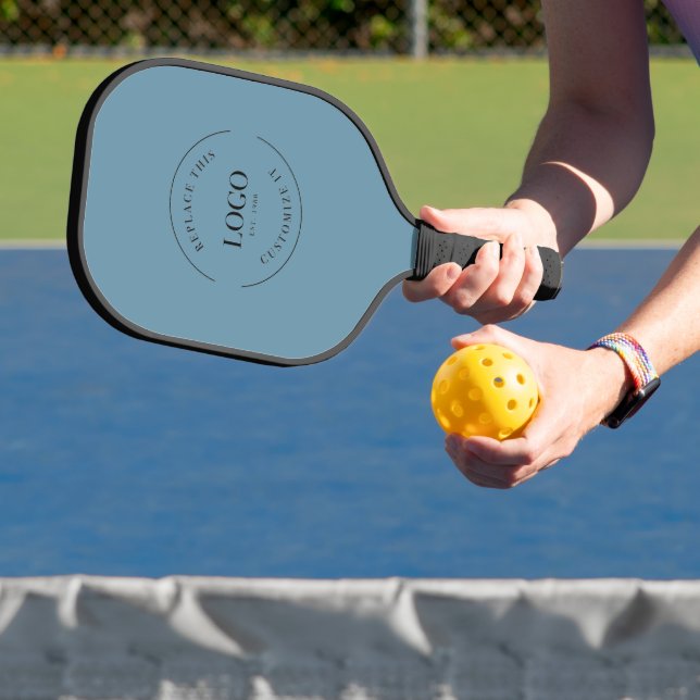 Business logo Simple Promotional Blue Custom Pickleball Paddle (Insitu)