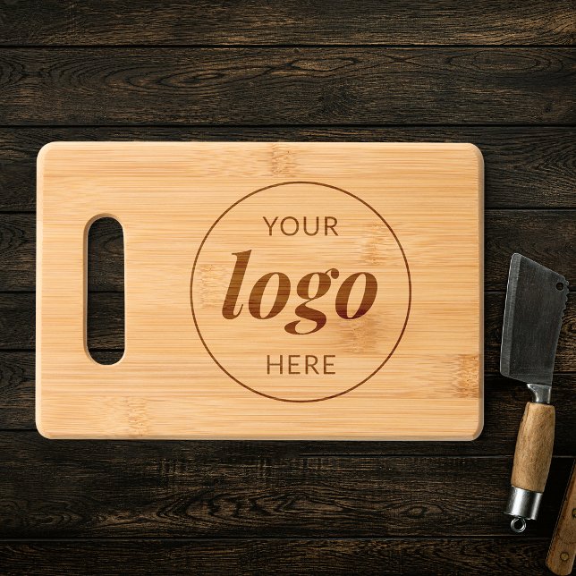 Business Logo Simple Promotional Branded Wooden Engraved Cutting Board (Simple business logo branded wooden chopping board featuring your company logo)