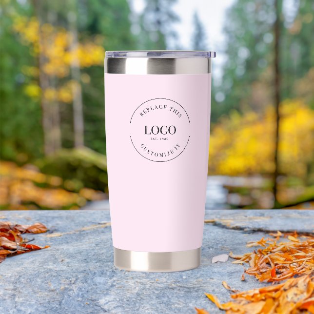 Business logo Simple QR code website Custom Pink Insulated Tumbler (Outdoor)
