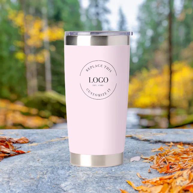 Business logo Simple QR code website Custom Pink Insulated Tumbler | Zazzle