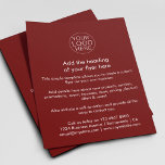 Business Logo | Simple Red Custom Flyer<br><div class="desc">A simple custom burgundy red and white text business flyer template in a simple minimalist style which can be easily modified and updated with your own business logo,  product details,  pricing and more! Choose the size of the flyer and type of paper from the options menu.</div>