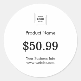 Business Logo | Simple White Price Tag Sticker