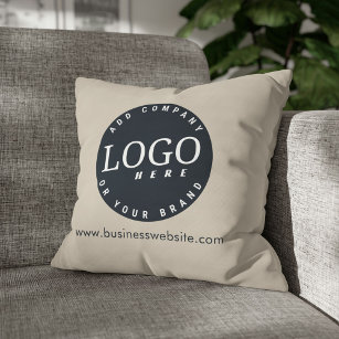 Business Logo Slogan and Website Address Custom Outdoor Pillow