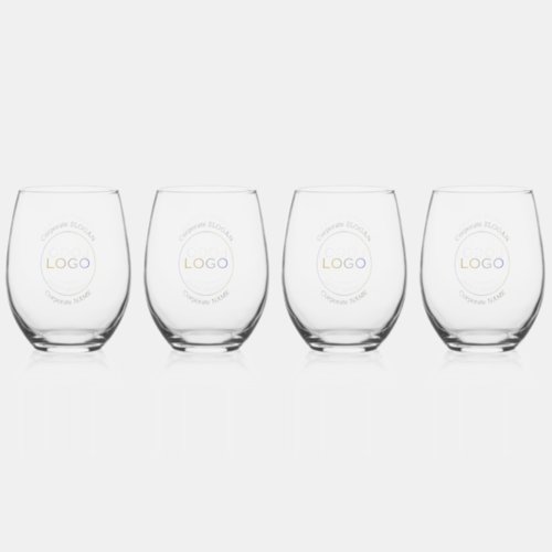 Business Logo Slogan Simple Elegant Professional Stemless Wine Glass