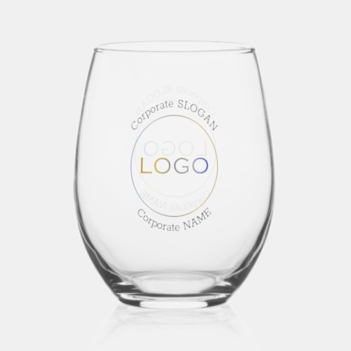 Business Logo Slogan Simple Elegant Promotional Stemless Wine Glass