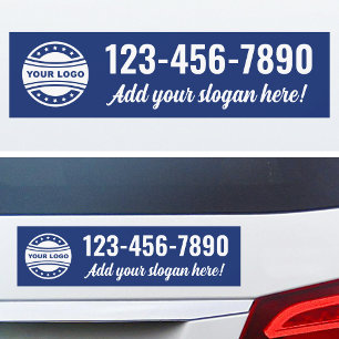 Business Logo Slogan Vehicle Blue Bumper Car Magnet