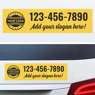 Business Logo Slogan Vehicle Yellow Bumper Car Magnet