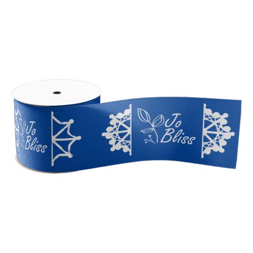 Business Logo Snowflakes Bright Blue Branded Gift Grosgrain Ribbon