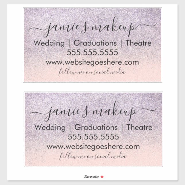 Business Logo Social Media Beauty Faux Glitter Sticker (Sheet)