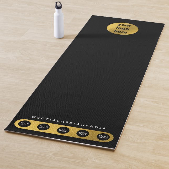 Business Logo Social Media Black Gold Yoga Studio Yoga Mat (In Situ)