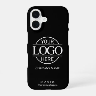 Business Logo & Social Media Black Promotional iPhone 16 Case