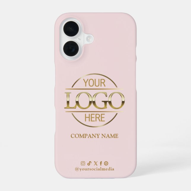 Business Logo Social Media Blush Pink Promotional iPhone Case (Back)