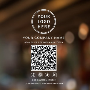 Business Logo Social Media Create Your QR Code Window Cling