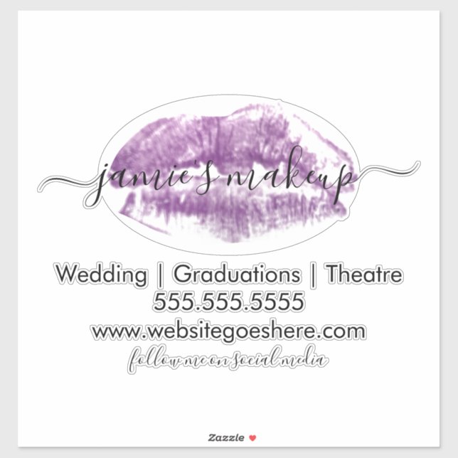 Business Logo Social Media Marketing Lip Imprint Sticker (Sheet)
