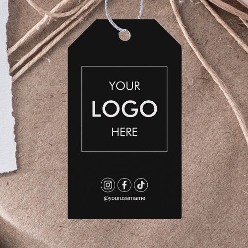 Business Logo Social Media Professional Black Gift Tags