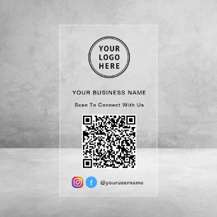 Business Logo Social Media QR Code Clear Business Cards