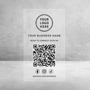 Business Logo Social Media QR Code Clear Business Cards