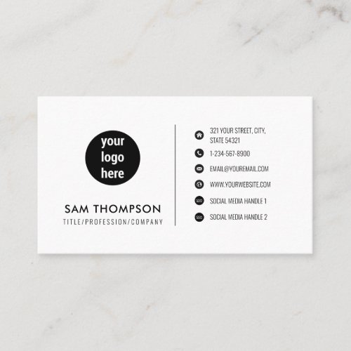 Business Logo Social Media QR Code White Template Business Card