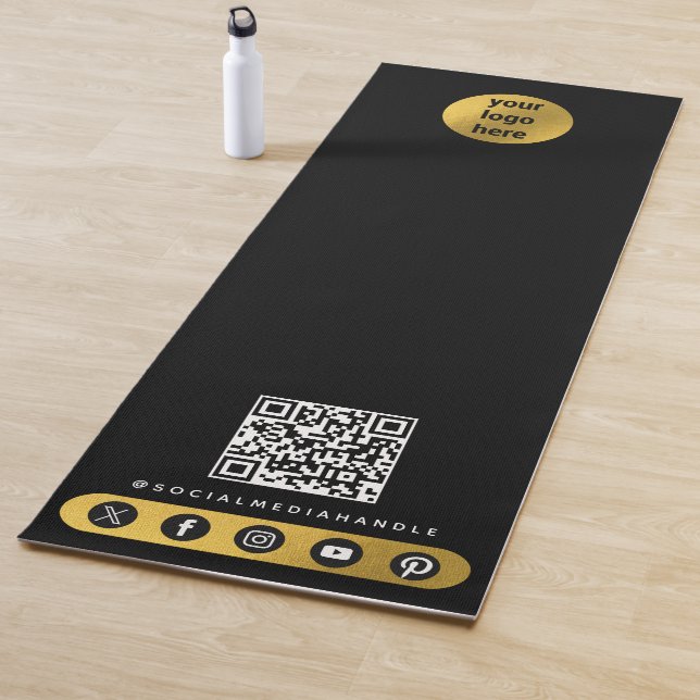 Business Logo Social Media QR Code Yoga Studio Mat (In Situ)